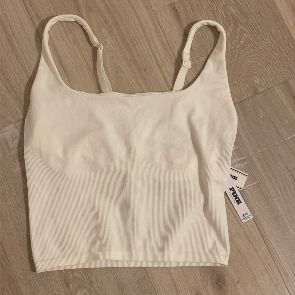 PINK Victoria’s Secret Ribbed White Tank Top Size Medium - New